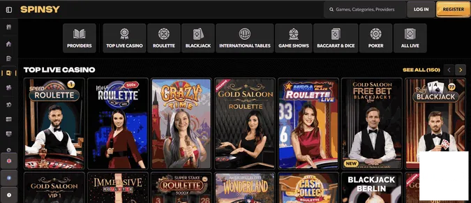 Spinsy casino live dealer games