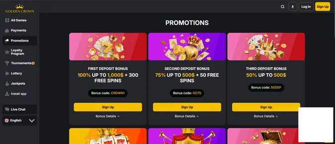 Golden crown casino welcome bonuses and promotions
