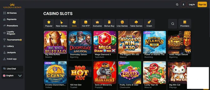 Golden Crown Casino collection of games