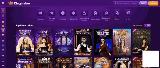 Kingmaker casino live casino games