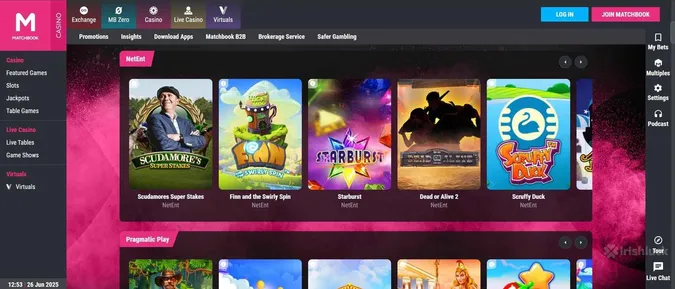 Matchbook casino's collection of games