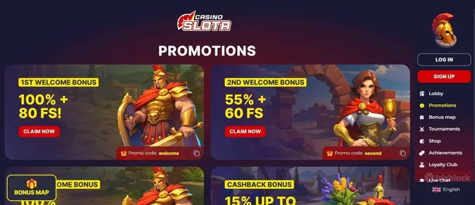 Slota casino welcome bonuses and promotions