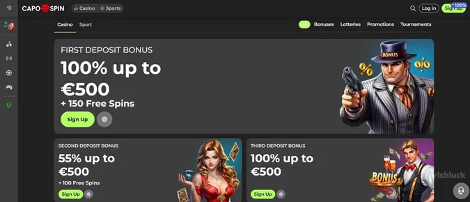 Capospin Casino bonuses and promotions