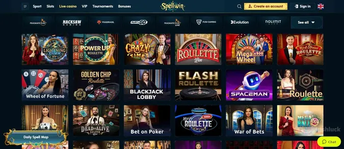 SpellWin Casino live casino games