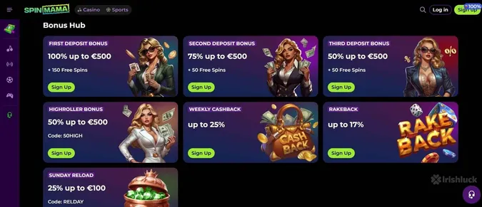 SpinMama Casino welcome bonuses and promotions