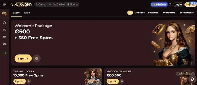 VinciSpin Casino welcome offer