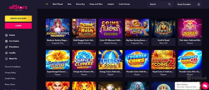 allStarz Casino live dealer games