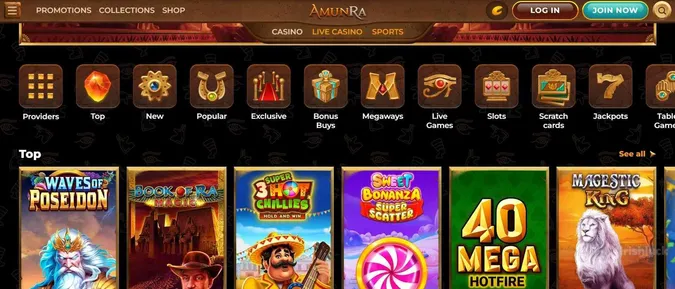 AmunRa Casino's game collection