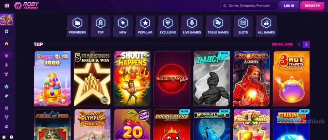 RobyCasino collection of casino games