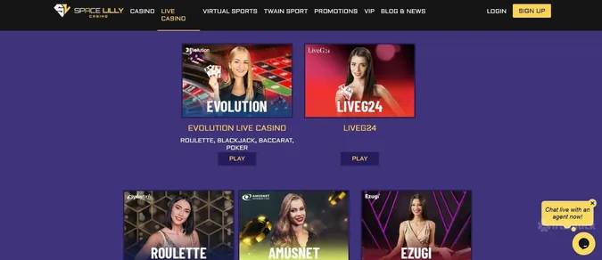 Space Lilly Casino live casino games