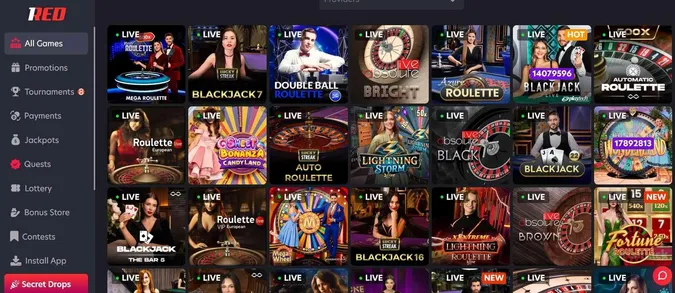 1Red Casino live dealer games