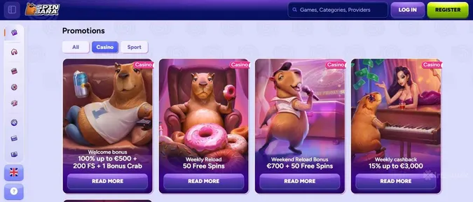 Spinbara Casino welcome bonus