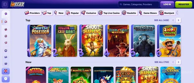 Spinbara Casino collection of casino games
