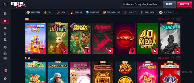 Mafia Casino collection of casino games