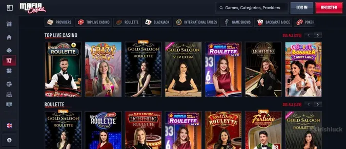 Mafia Casino live casino section