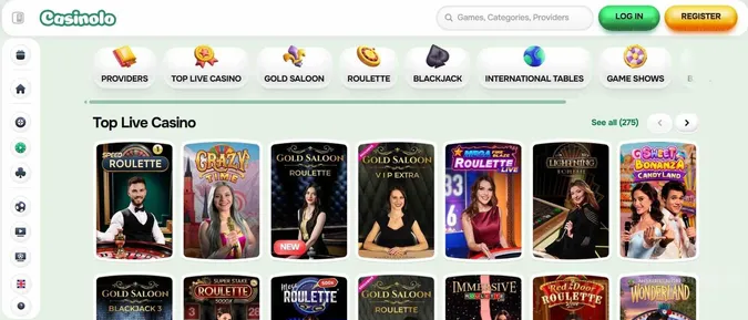 Casinolo casino live casino section