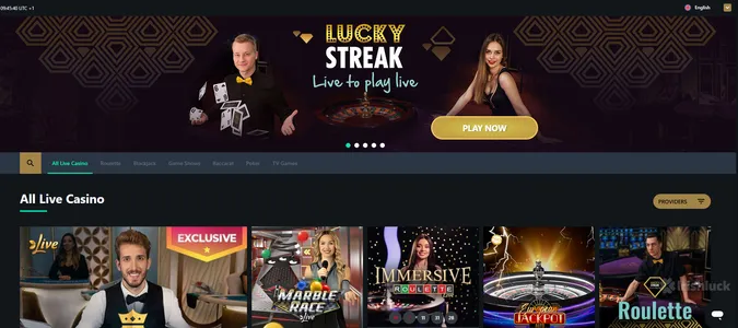 royalistplay live casino featuring the top games and the irishluck logo