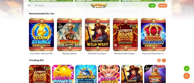 Game collection at Imperial Wins Casino