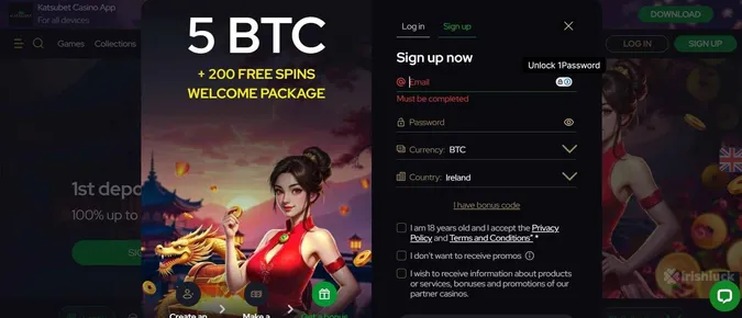 Welcome bonus of KatsuBet Casino