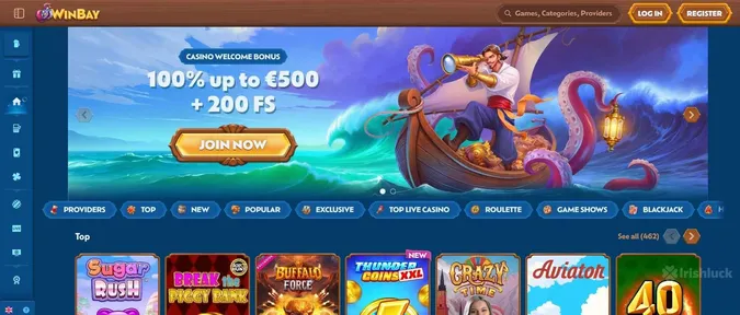 Welcome bonus at WinBay casino