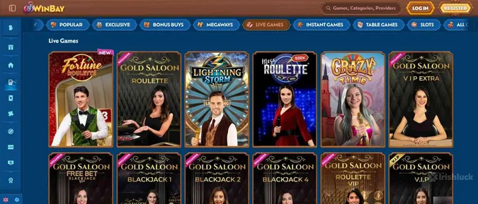 Live dealer games at WinBay casino