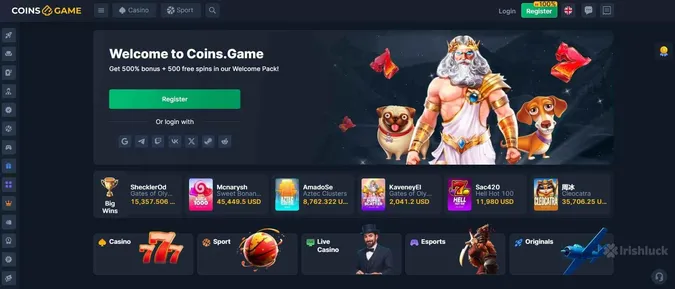 welcome bonus at Coins.Game Casino