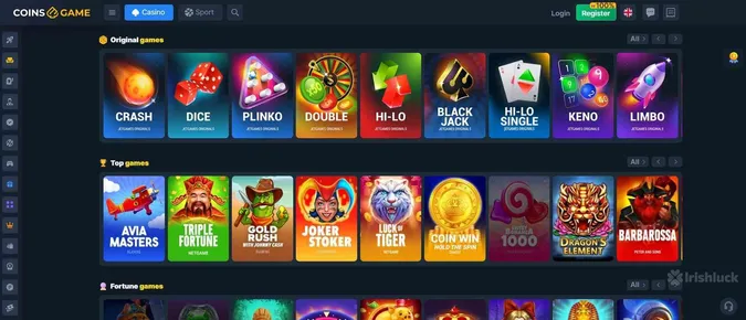 Collection of games at Coins.Game