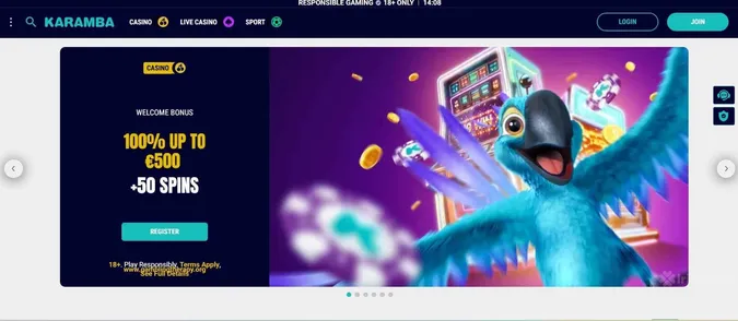 Welcome bonus at Karamba casino