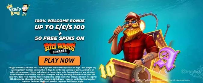 Welcome bonus at Fruity King Casino