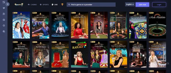 live casino games at Fruity King