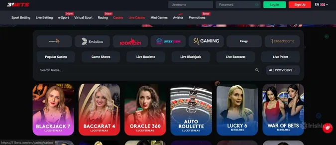 31bets live casino games