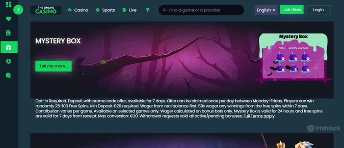 Welcome bonus at TheOnlineCasino