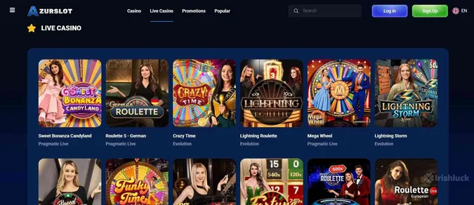 AzurSlot live dealer games