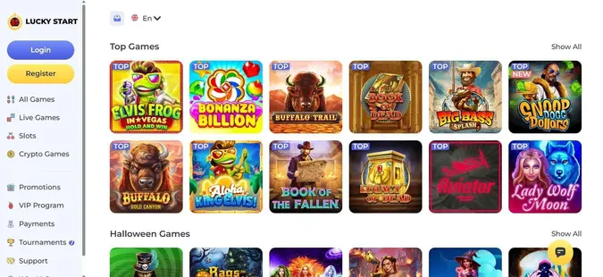 LuckyStart Casino collection of games