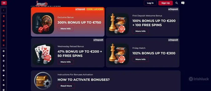 IntellectBet Casino bonuses and promotions
