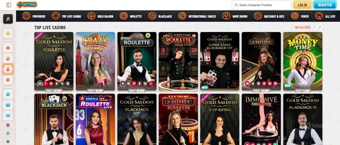 Wyns Casino live dealer games