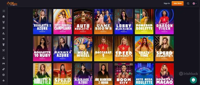 BlazeSpins live dealer games