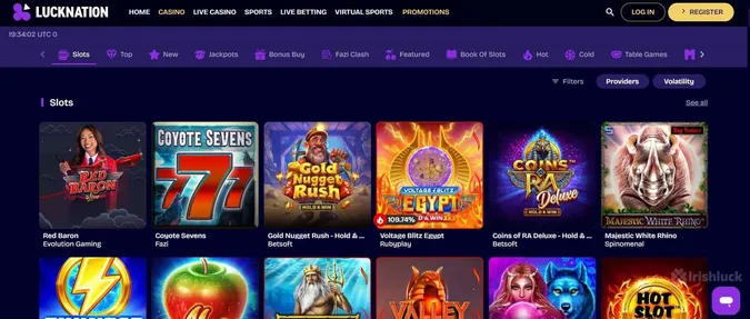LuckNation Casino's collection of games