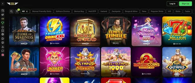 HolyLuck Casino's collection of games