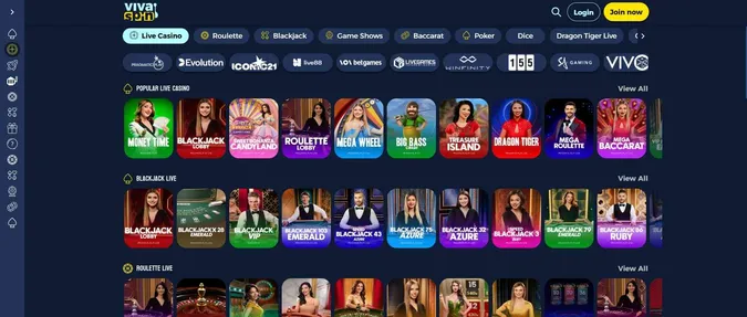 VivaSpin Casino live casino games
