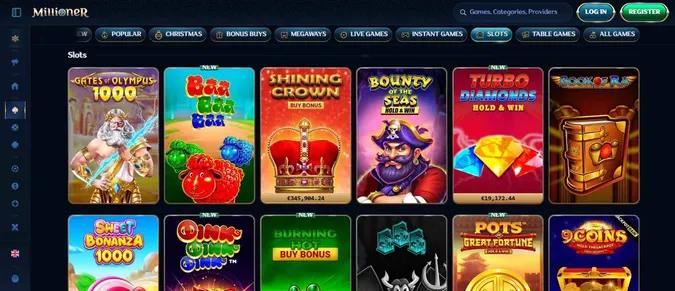 Millioner Casino collection of casino games