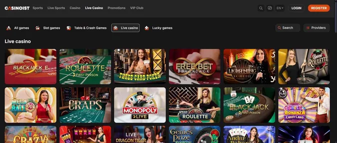 Casinoist live dealer games
