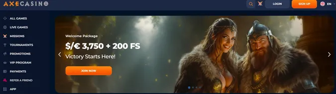 Axe Casino welcome bonus