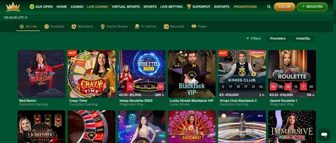 Grandwin casino live dealer games