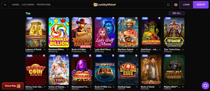 LuckyHour Casino collection of games