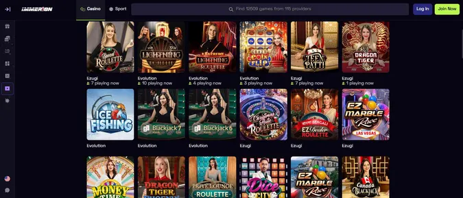 Immerion Casino live dealer games