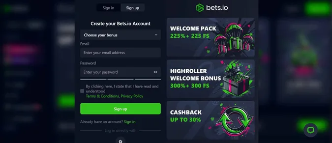 Bets.io Casino welcome offer