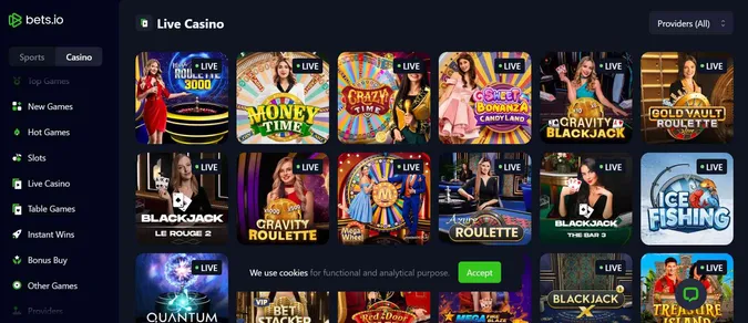Bets.io live casino games