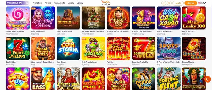 Boho Casino collection of casino games