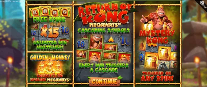 Gameplay of Return of Kong Megaways slot